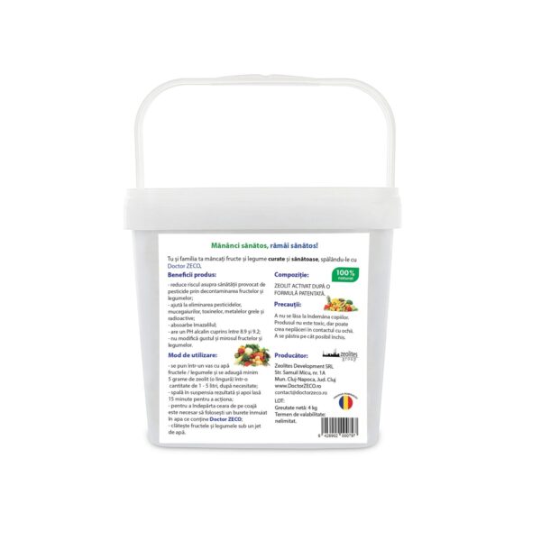 Doctor ZECO – Zeolit Activat pentru absorbția pesticidelor de pe fructe și legume 4kg - imagine 2